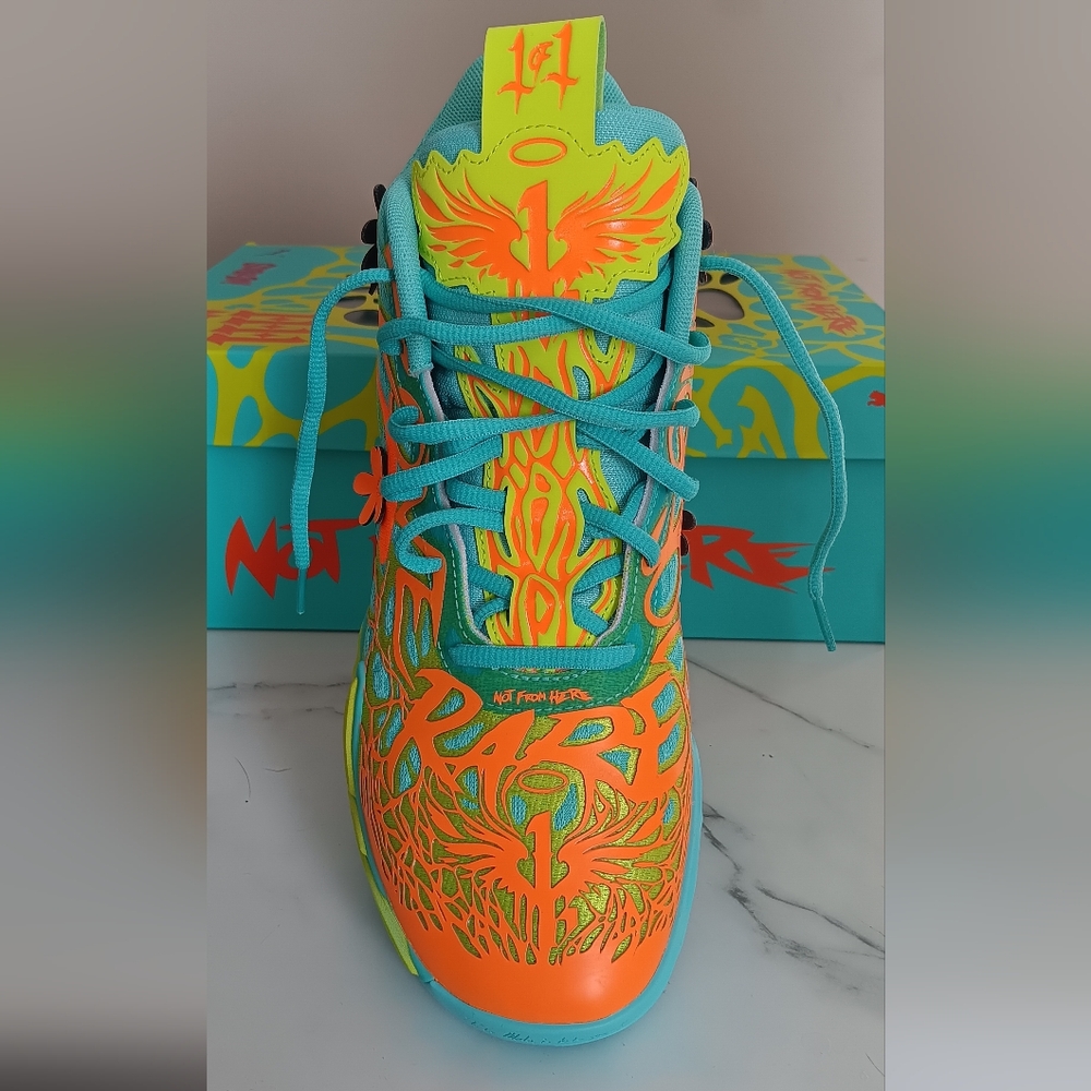 Vibrant Orange and Teal Sneakers